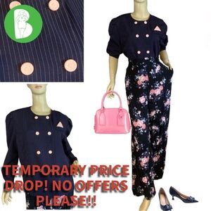 VINTAGE 1980'S GOOD TIMES BLUE & PINK STRIPED BLAZER (16P)